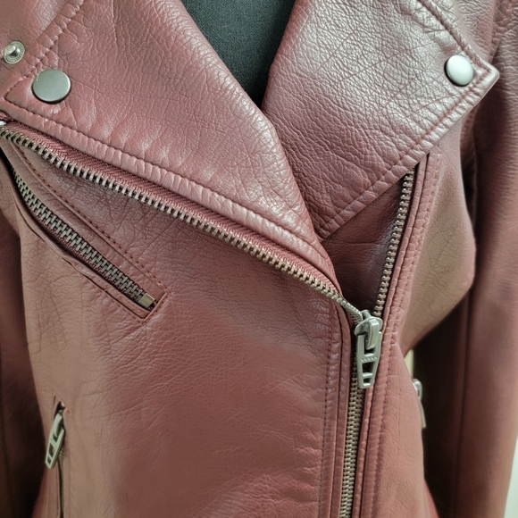 BLANK NYC MOTO JACKET VEGAN LEATHER RUM RASIN SZ LARGE Great Condition! - Picture 8 of 15